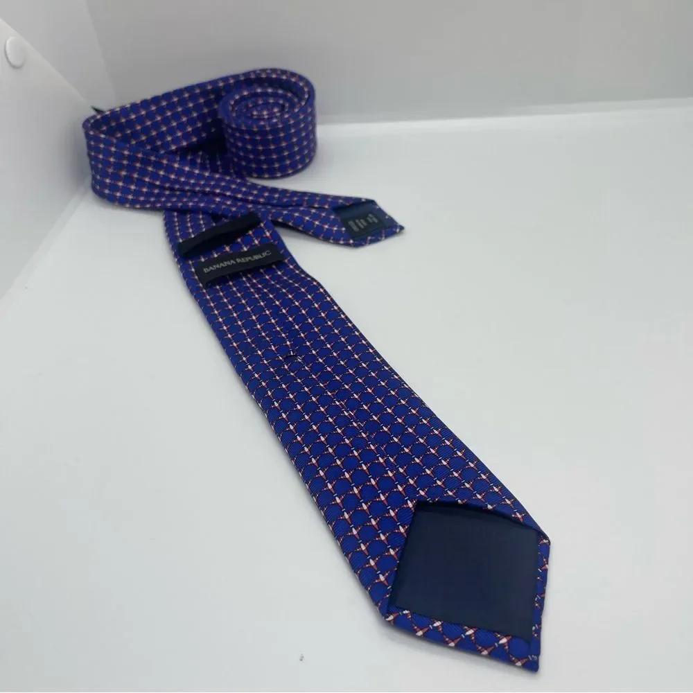 Banana Republic Blue Red Airplane Print Silk Skinny Necktie NWOT